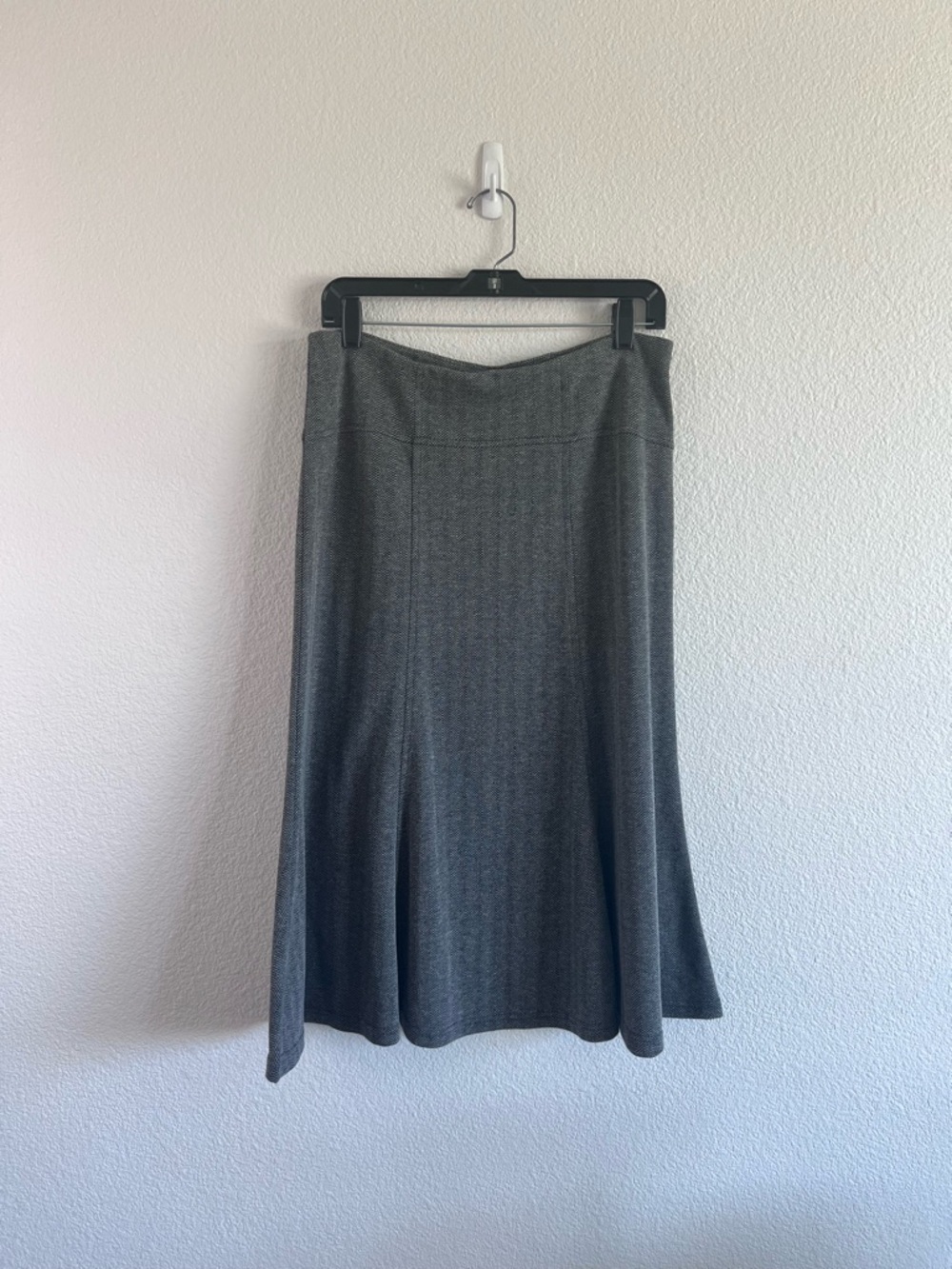 JM Collection Women's Herringbone A-Line Midi Skirt Career Work Business Grey